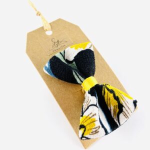 Noeud clip "Fleurs jaunes" S'tyle upcycling